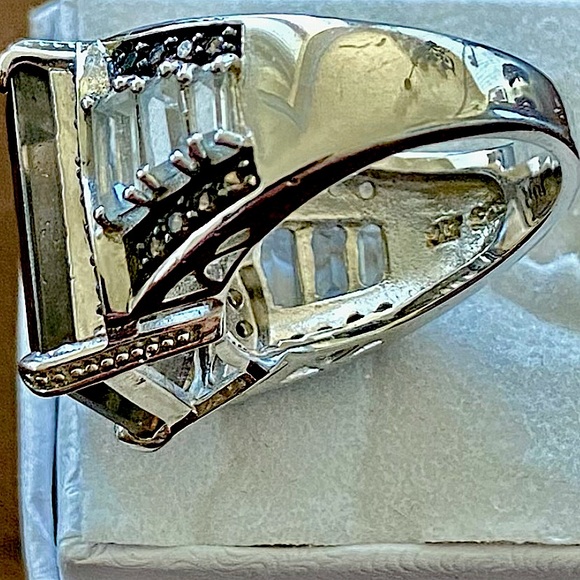 Signed Sterling Silver 925 Vintage Smoky Quartz Ring Size 7 - Picture 3 of 6